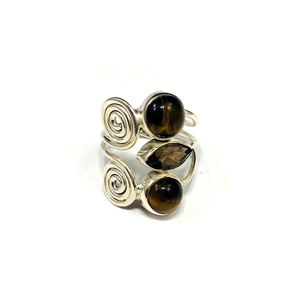Silver Tiger's Eye Boho Ring Size 6, 6.5, 7